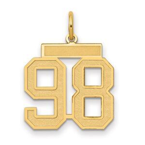 14k Yellow Gold, Jersey Collection, Medium Number 98 Pendant